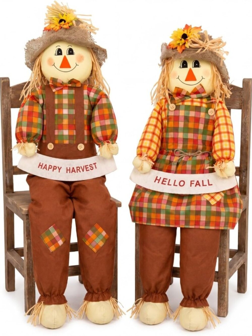 2 Pack 60" Life-Size Scarecrow Decorations for Fall, Halloween & Thanksgiving
